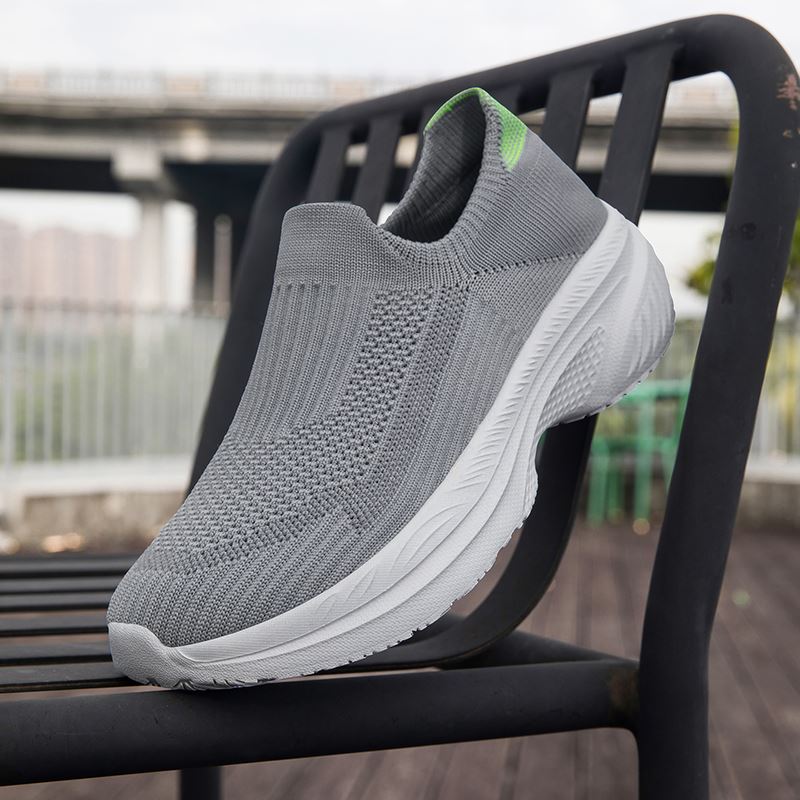 Knit Slip-On Wide Toe Box Walking Shoe worn, view 1