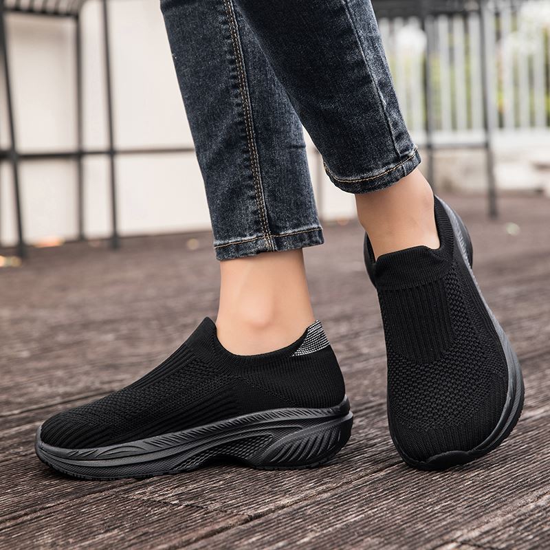 Knit Slip-On Wide Toe Box Walking Shoe worn, view 3