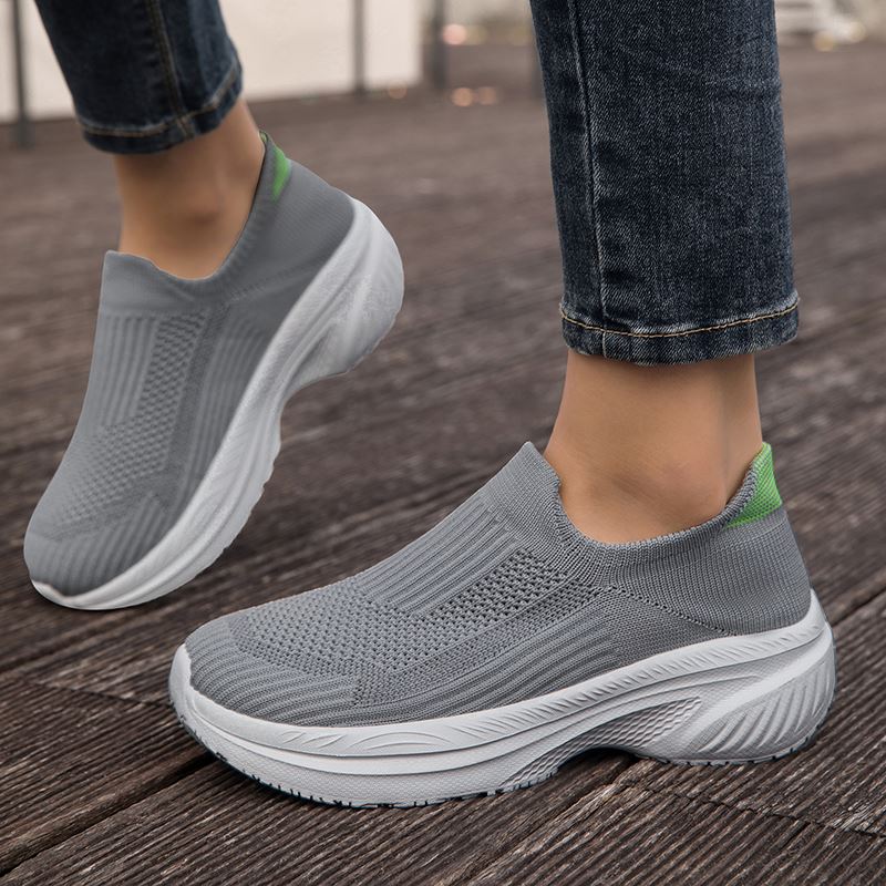 Knit Slip-On Wide Toe Box Walking Shoe worn, view 5